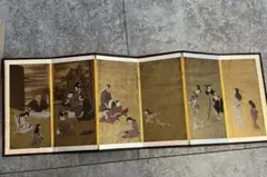 미사용 保管品 国宝 彦根屏風 縮小屏風 置物 美術品 工芸品 ビンテージ