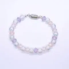 【ハンドメイド】オーロラ×パステルカラー✨ マグネット式 ビーズブレスレット