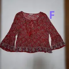 FOREVER 21 ペイズリー柄 七分袖 ブラウス レッドのサムネイル