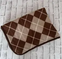 【新品未使用】ブランケット★ブラウン 裏ボア アーガイル柄 100cm×70cm