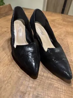 【25.5cm elegance 卑弥呼】 黒 ポインテッドトゥパンプス