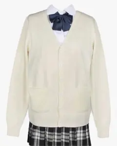 制服 カーディガン Blostirno スクールカーディガン 白 アイボリー
