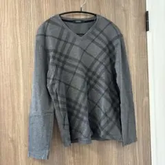 BURBERRY BLACK LABEL グレー Vネック長袖シャツ