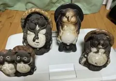 信楽焼き　たぬき置物4体セット