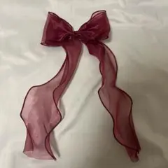 リボン　ヘアピン　赤