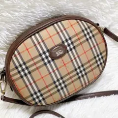 バーバリー　ショルダーバッグ　キャンバス　レザー　ノバチェック シャドーホース