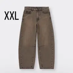 GU バレルレッグジーンズ B+EC(丈短め)ブラウン デニムパンツ XXL