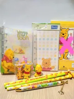 くまのプーさん　文具7点・首振りマスコット　まとめ売り　平成レトロ