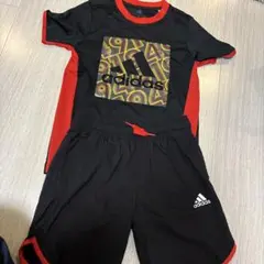 adidas サッカーウェアセット 黒/赤 140