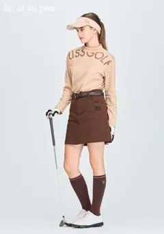 新品モックネック 長袖シャツ ベージュKISS ON THE GREEN