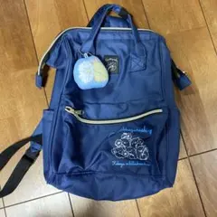 すみっコぐらし ネイビー花柄リュックサック マスコット付き