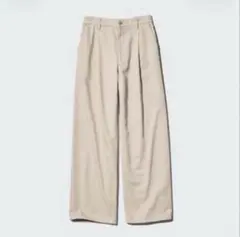 UNIQLOドレープデニムタックパンツ＊ベージュLサイズ股下66cm