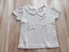 アオスタ　レース付き襟 ベージュ Tシャツ　M