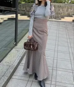 SNIDEL ハイウエストマーメイドスカート CHECK 0サイズ 試着のみ