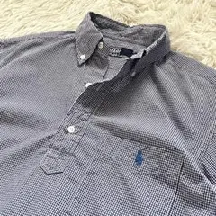【美品】ポロバイラルフローレン プルシャツ ハーフボタン ギンガム 90s