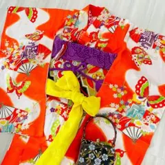 7歳七五三着物セット　蝶柄