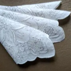 スワトウハンカチ 総刺繍　　　　 　　　　　　　　ヴィンテージ／30㌢