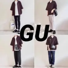 GU ドライワイドフィットオープンカラーシャツ (5分袖) メンズ L ワインのサムネイル