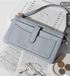 Pisraro 財布ショルダー くすみミントブルー　ウォレット　バッグ　春財布