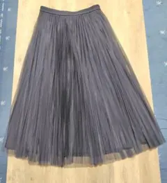 UNTITLED グレー チュール プリーツ スカート 洗える Lサイズ