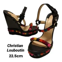 最高峰14cmヒール✨ルブタン カタクロウ 35 スタッズ ウェッジサンダル 黒