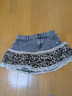 デニム ヒョウ柄 ミニスカート