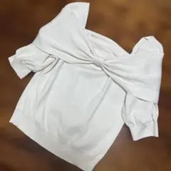 オフショルダー 半袖 ニット ホワイト