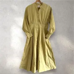 高見え！OPAQUE.CLIPオリーブグリーンボタン付きシャツワンピース