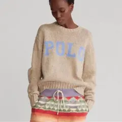 ポロラルフローレン カシミヤ混 ビッグロゴ ベージュ セーター