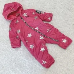 【ベビードール】 (F) フード付き中綿防寒カバーオール つなぎ フルジップ