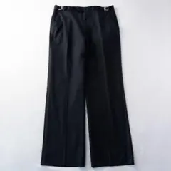 トルネードマート スラックス 光沢 フレアパンツ 裾出し可 ウール 黒 L