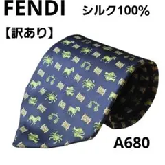 FENDI ブランドネクタイ 紺色 星座柄 ネイビー系 シルク100 イタリア製のサムネイル