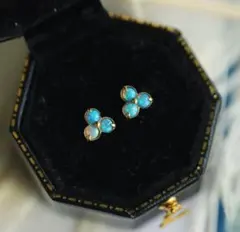 203JEWELRY ターコイズ スリーピングビューティー ダイヤモンド ピアス 