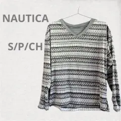 NAUTICA 幾何学模様 長袖カットソー