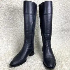 『美品』ing イング ロングブーツ ブラック レザー サイドジップ　黒　23