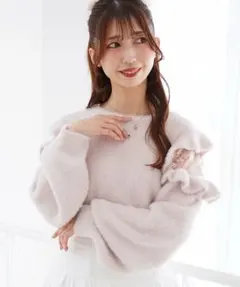 【MAJESTIC LEGON】Ladyフリルシャギーニット（ピンク）