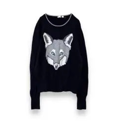 GAP キツネグラフィック 長袖セーター S ブラック　オオカミ ウルフ　狼