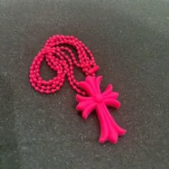 ラバーネックレス　シリコンネックレス　十字架　クロス　ピンク