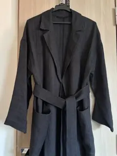 【美品】Max Mara 黒ロングジャケット リネン100% 春夏向け