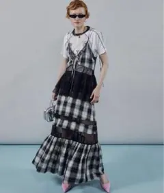 MAISON SPECIAL チェックチュールティアードワンピース