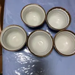 青いストライプ模様の茶碗5個セット