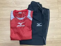 ミズノ/Mizuno ピステ上下 ウィンドブレーカー 赤黒 メンズ L