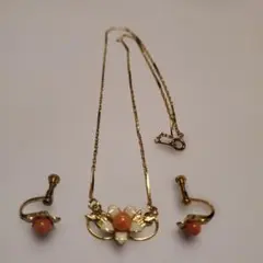 ピンク珊瑚ネックレス&ピヤス