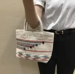 無印良品 インドの手織りミニトートバッグ　サブバッグのサムネイル