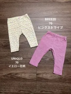 UNIQLO BREEZE 70 ベビー レギンス 2点セット 花柄　ストライプ