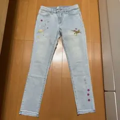 グリッター装飾ライトブルーデニムパンツGAP