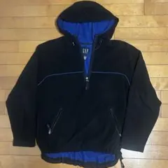 名作 90s old gap アノラック フリース パーカー 黒 青 Sサイズ