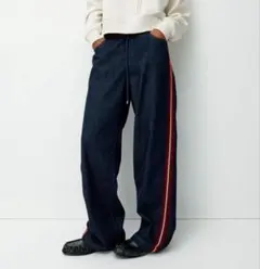 サイドライン デニム ストレートジーンズ