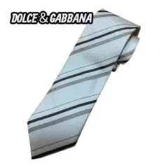 Dolce & Gabbana ストライプネクタイ　ホワイト　シルク100%