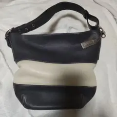 COACH コーチ9173レザーショルダーバッグ ネイビー/アイボリー